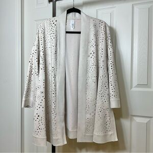 "As Is" Wynne Collection Layers Laser Cut Bonded Faux Suede Topper Women Large